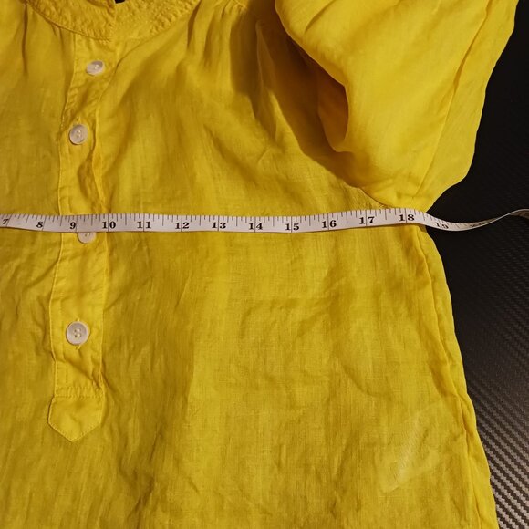Banana Republic Rami Yellow High Neck Puff Sleeve Blouse  Size‎ S - Picture 9 of 10